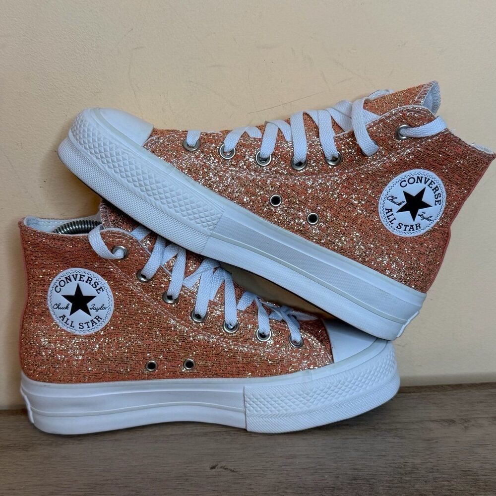 Womens Converse CTAS Platform Lift Hi Metallic Shimmer Clay size 7.5 shoes